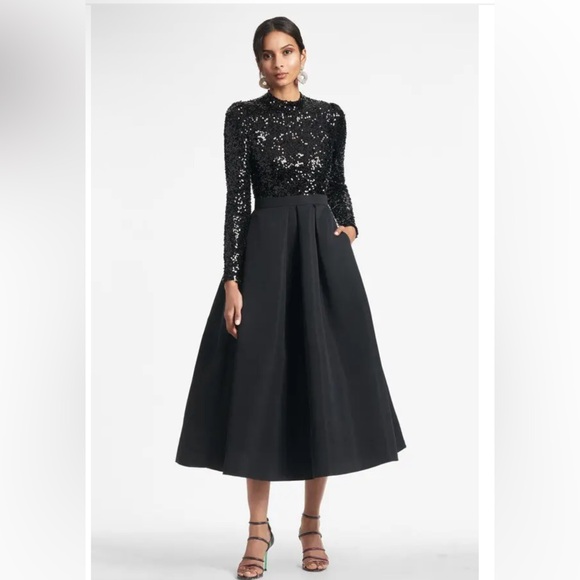 NWT Sachin + Babi black sequin Amity gown